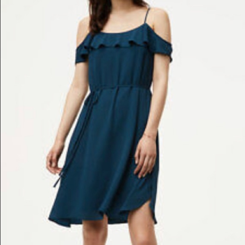 Loft Cold Shoulder Flounce Dress